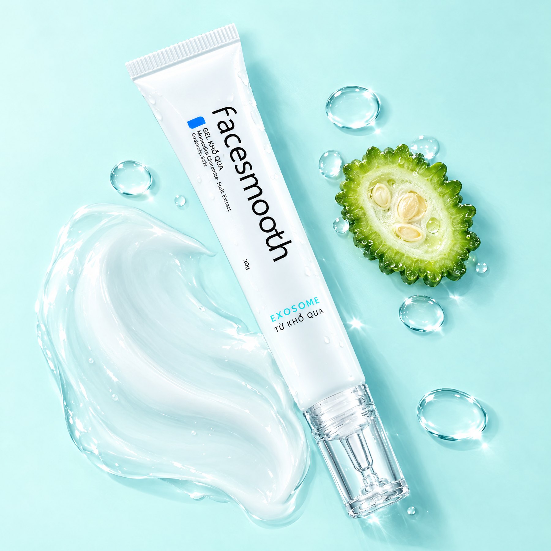 Gel chấm mụn Khổ Qua trên vệt gel